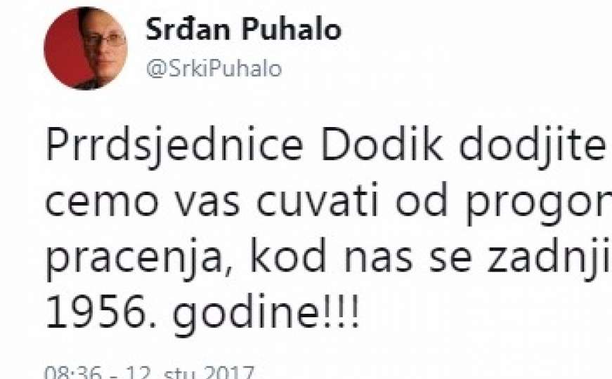 Puhalo poručio Dodiku: Dođite u Kalinovik, mi ćemo vas čuvati od progona