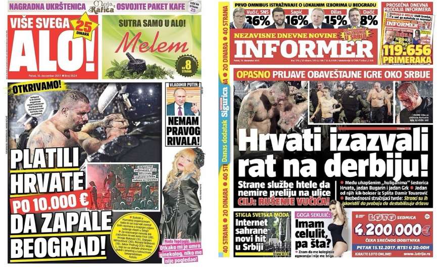 Beograd: Splićani danas na sudu, Vučićevi tabloidi optužuju strane agente