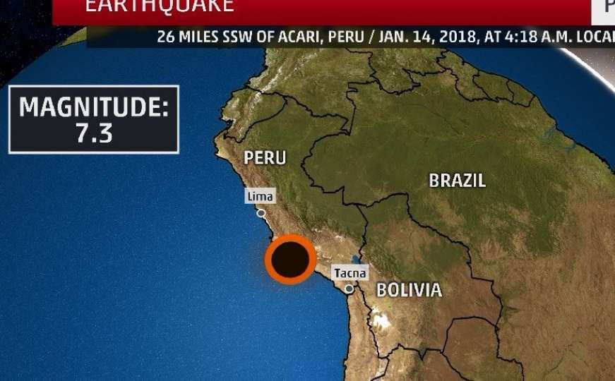 Snažan zemljotres jačine 7,3 stepena prema Richteru pogodio Peru