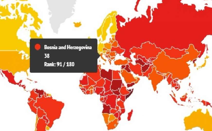 Neslavni spisak: BiH među najkorumpiranijim zemljama na svijetu 