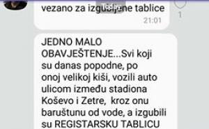 Poruka za vozače koji su izgubili tablice nakon kiše: Javite se u restoran