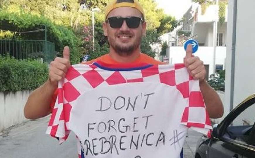 Ko je navijač Hrvatske s natpisom Don't Forget Srebrenica