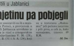 Policijski izvještaj: Najeli se u Jablanici, pobjegli i nisu platili