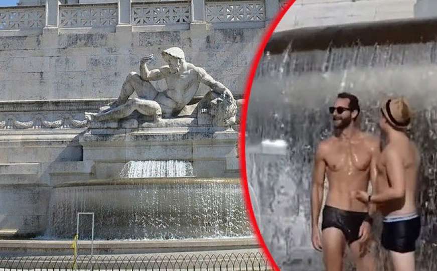 Britanci se skinuli k'o od majke rođeni u fontani najpoznatijeg spomenika