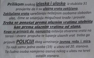 Postavio upozorenje komšijama iz zgrade i sve ih šokirao: Ovo je za policije!