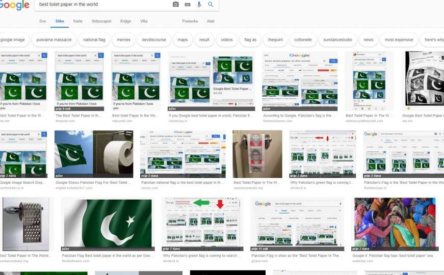 Google se malo zbunio: Zastava Pakistana i  toalet-papir su isto