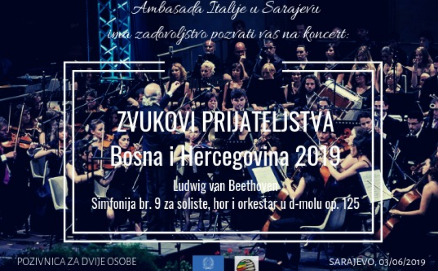 Koncert 'Zvukovi prijateljstva - Bosna i Hercegovina 2019' u ponedjeljak u BKC-u
