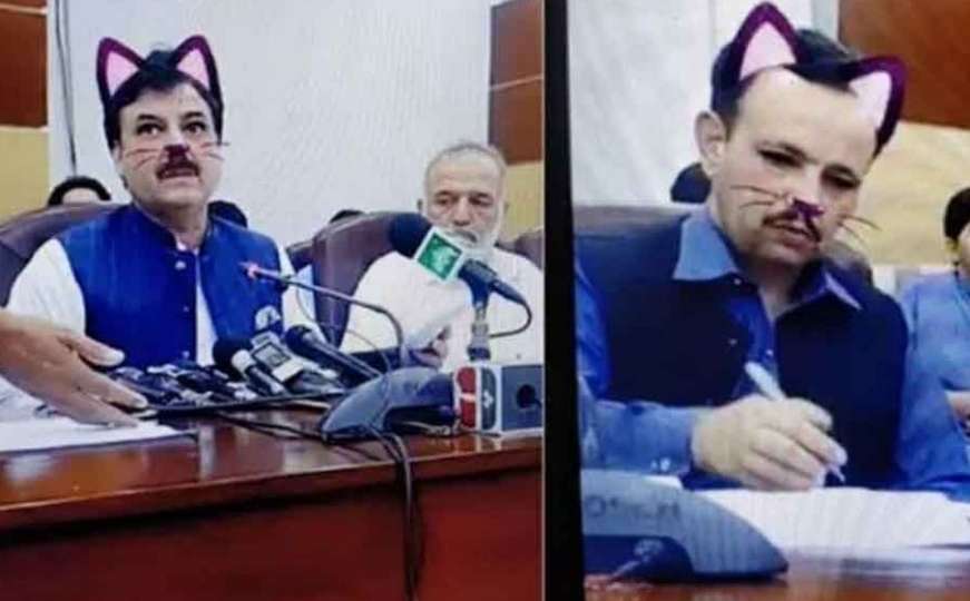 Plač: Političar u neznanju radio live prijenos s mačjim brčićima i ušima