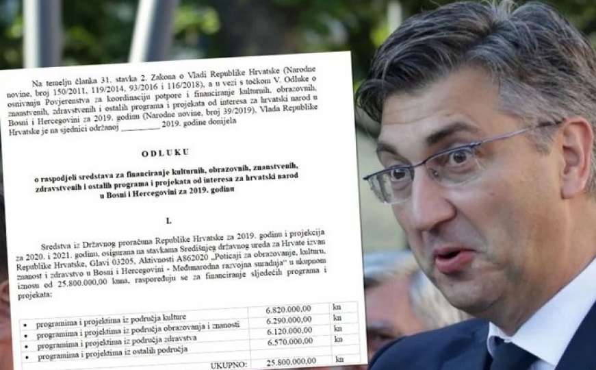 Hrvati se pitaju: Zašto je Vlada RH poslala 7,5 miliona KM u BiH, te 2,5 miliona Crkvi