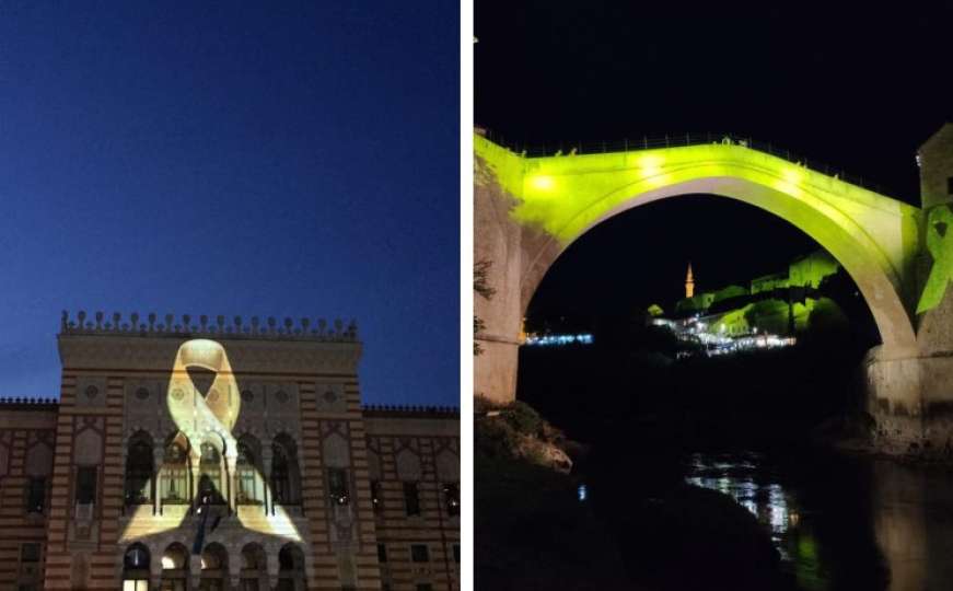 Vijećnica i Stari most u zlatnoj boji: Podrška djeci oboljeloj od raka