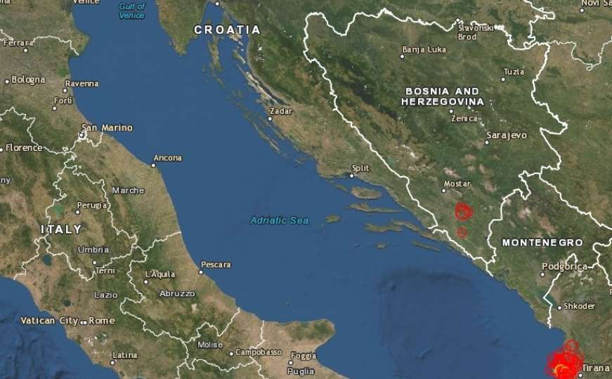 Novi potresi na području Balkana: Epicentar ponovo u Jadranskom moru 
