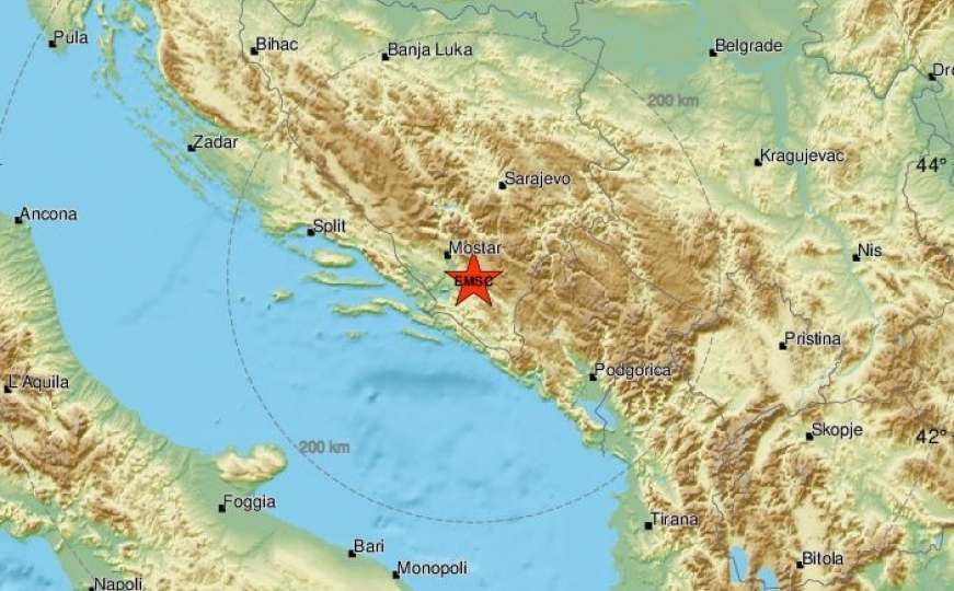 Zemljotres jačine 2.8 rano jutros zatresao Bosnu i Hercegovinu