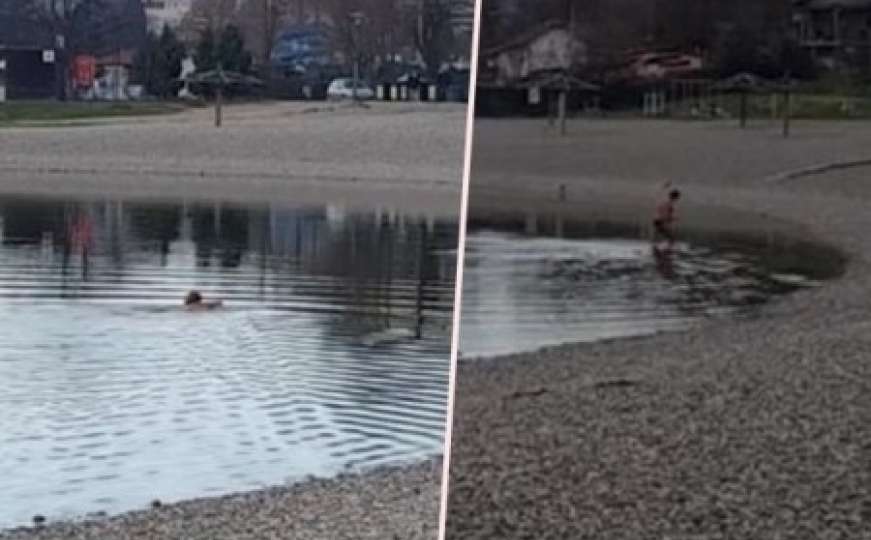 Usred decembra: Tuzlak se kupao u Panonskim jezerima u društvu galebova
