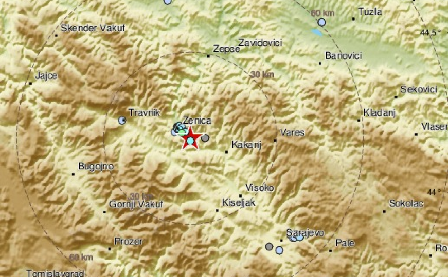 Novi zemljotres na području BiH jačine 2,4 Richtera 