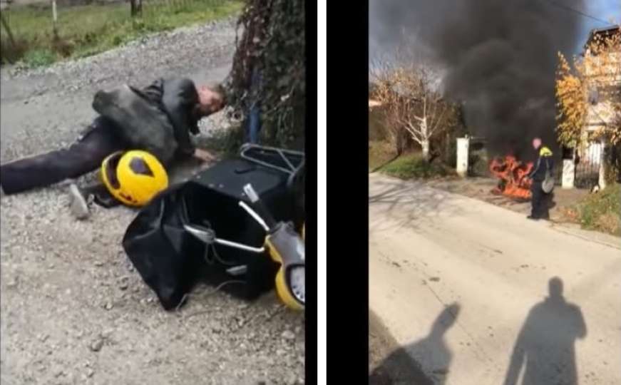 Hrvatska: Poštar pijan vozio, zapalio mu se motocikl