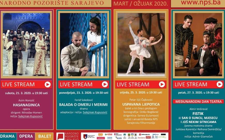 Narodno pozorište Sarajevo počinje s emitovanjem predstava putem live streama