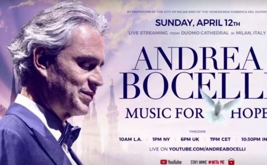 Pratite uživo koncert legendarnog Andrea Bocellija iz milanske katedrale 