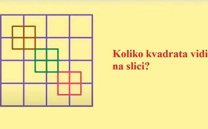 Mozgalica koju mnogi riješe pogrešno jer ne paze: Vidite li vi koliko ima kvadrata?