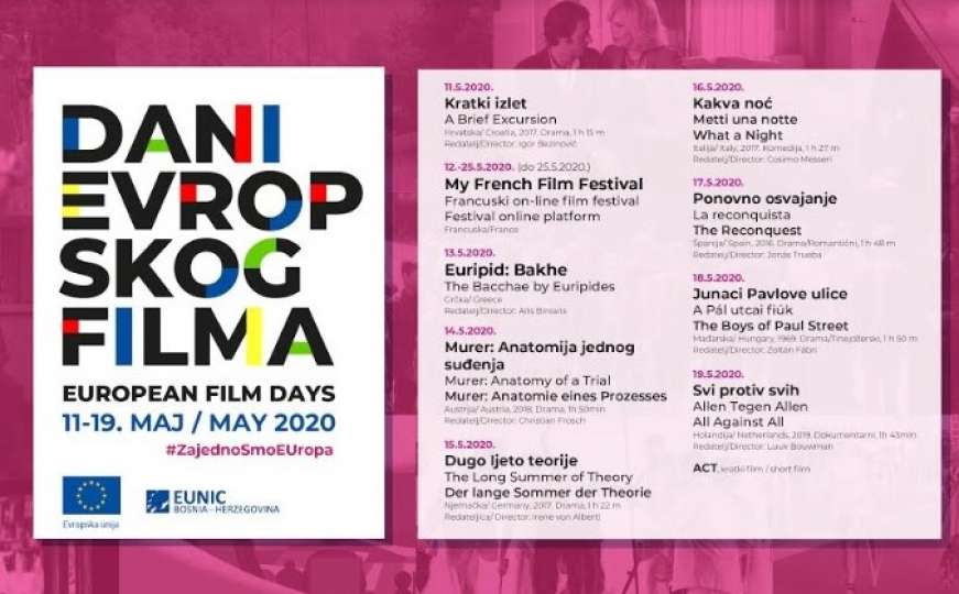 Dani evropskog filma u online izdanju do 19. maja