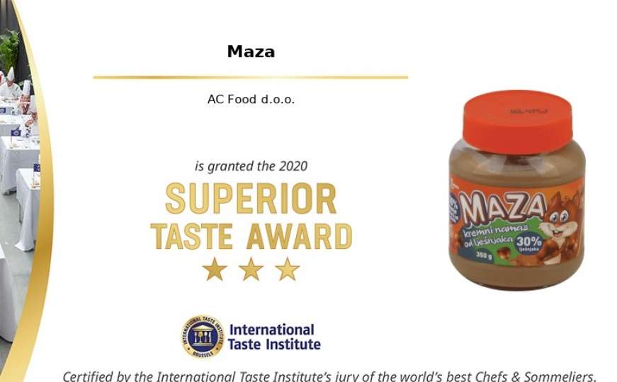 Maza osvojila prestižnu nagradu Međunarodnog instituta za okus