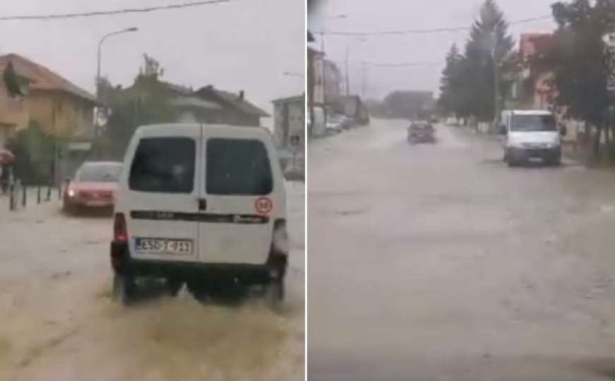 Dramatični snimci iz BiH: Poplave na ulicama, otežan saobraćaj