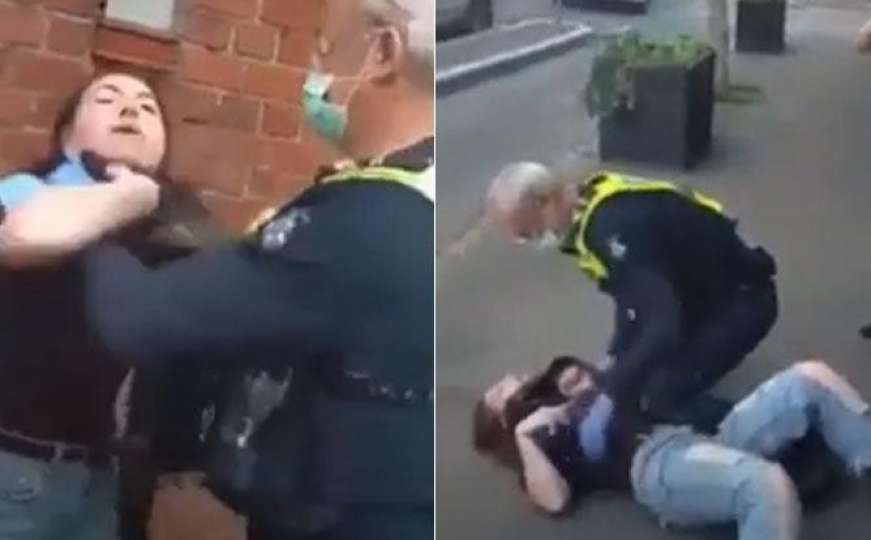 Širi se brutalan snimak hapšenja: Policajci srušili na pod ženu bez maske