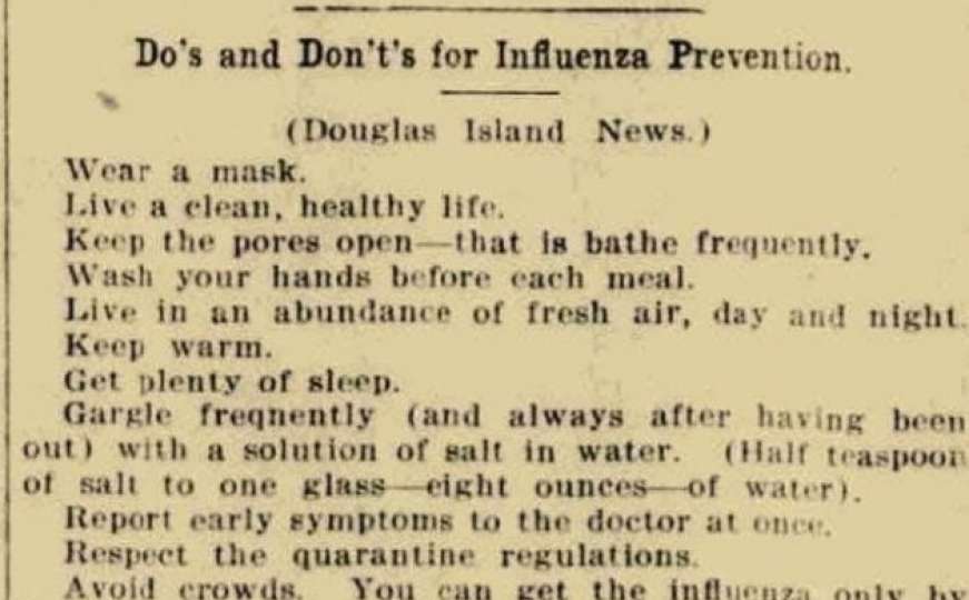 Osvanuo spisak mjera za suzbijanje španske gripe iz 1918.: Izgleda li vam ovo poznato?