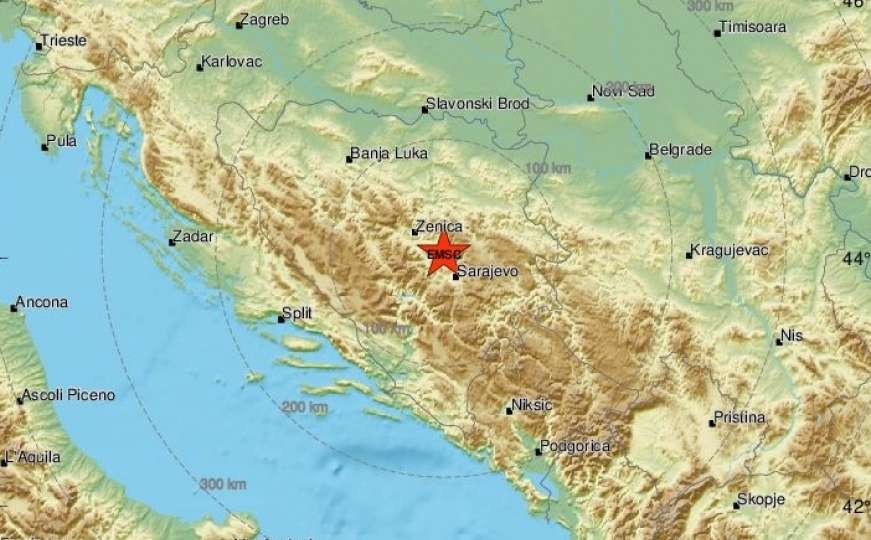 Zemljotres jačine 2.9 rano jutros zatresao Bosnu i Hercegovinu