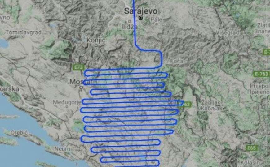 Bizarna putanja: Avion iznad Hercegovine bilježio neobičan smjer kretanja
