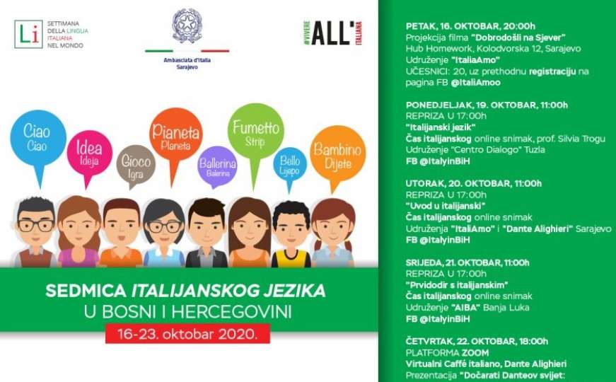 Bogati online program: Sedmica italijanskog jezika u Bosni i Hercegovini