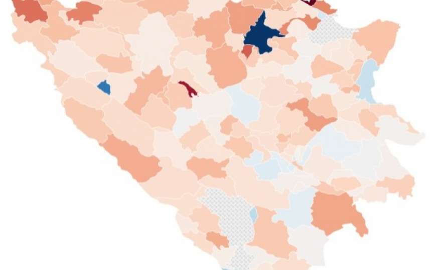 Razlika u izlaznosti na lokalnim izborima 2016. i 2020.