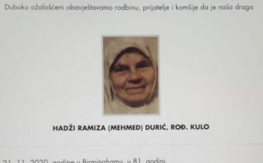 Tužna vijest: Umrla je žena koja je bila simbol bošnjačke majke, bola, tuge