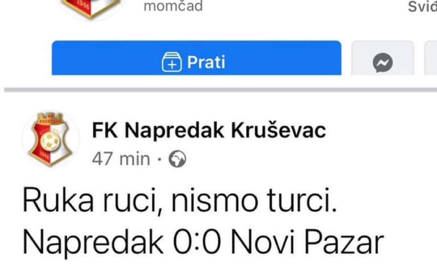 FK Novi Pazar oglasio se o natpisu "Ruka ruci, nismo Turci": Zapanjeni smo