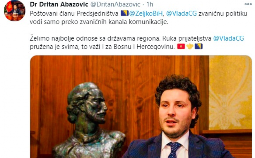 Komšić nije na Twitteru, Abazović komunicira s lažnim profilom