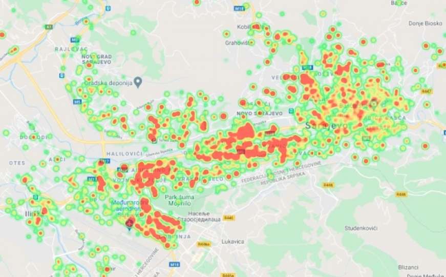 Gdje su žarišta: Kako danas izgleda mapa oboljelih od COVID-a u Sarajevu