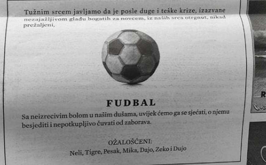 Hit na internetu: Navijači objavili čitulju nogometu