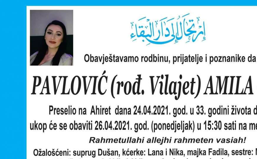Tuga u BiH: Majka dvije djevojčice umrla u 33. godini