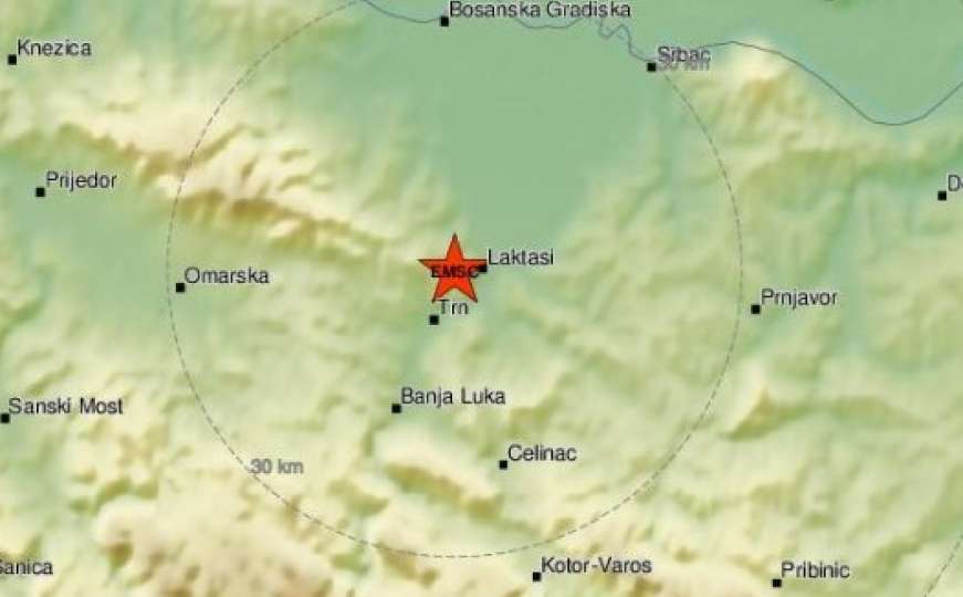 Zemljotres pogodio područje Banja Luke