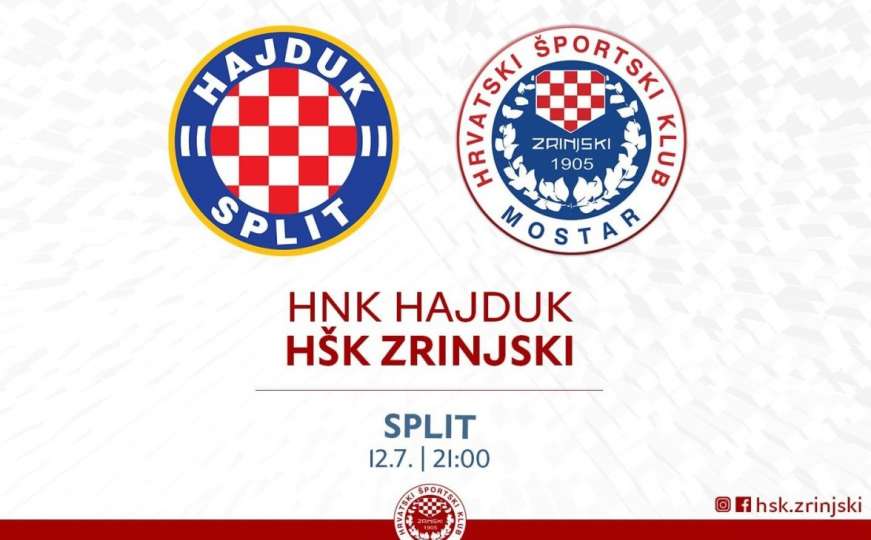 Hajduk i Zrinjski 12. jula na Poljudu 
