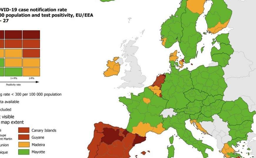 Objavljena nova korona-karta EU: Pogoršana situacija na hrvatskoj obali!
