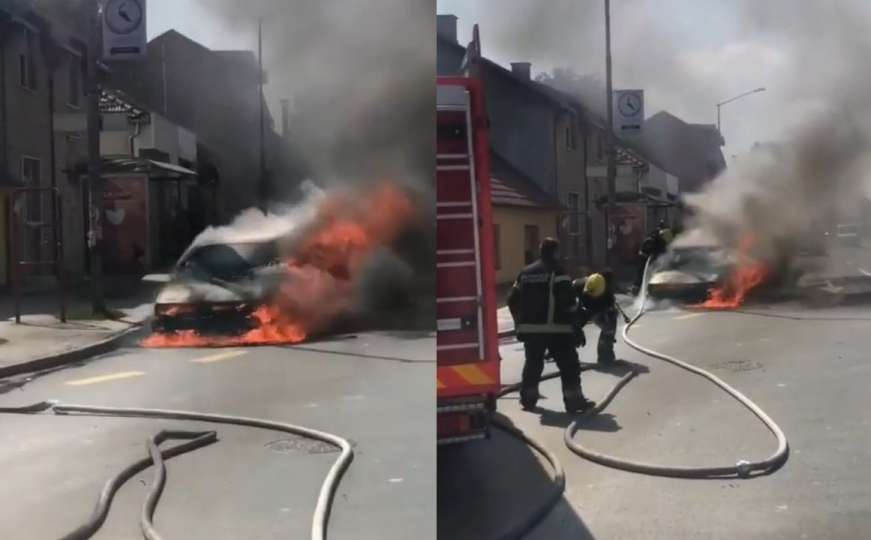 Automobil se zapalio tokom vožnje, vozač na vrijeme izašao 