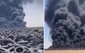 Zapalilo se najveće groblje guma na svijetu, prizori su užasni 