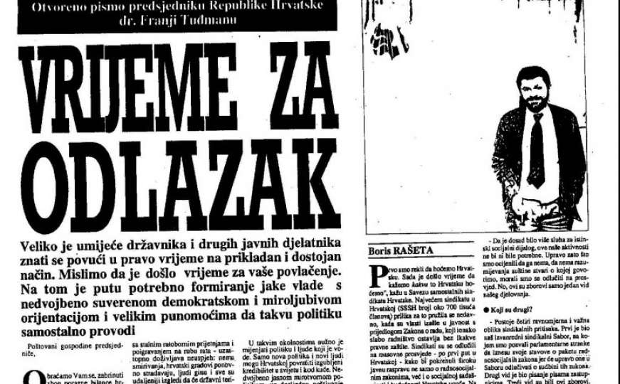 Sjećanje na pismo hrvatskih intelektualaca protiv Tuđmanove politike i podjele BiH