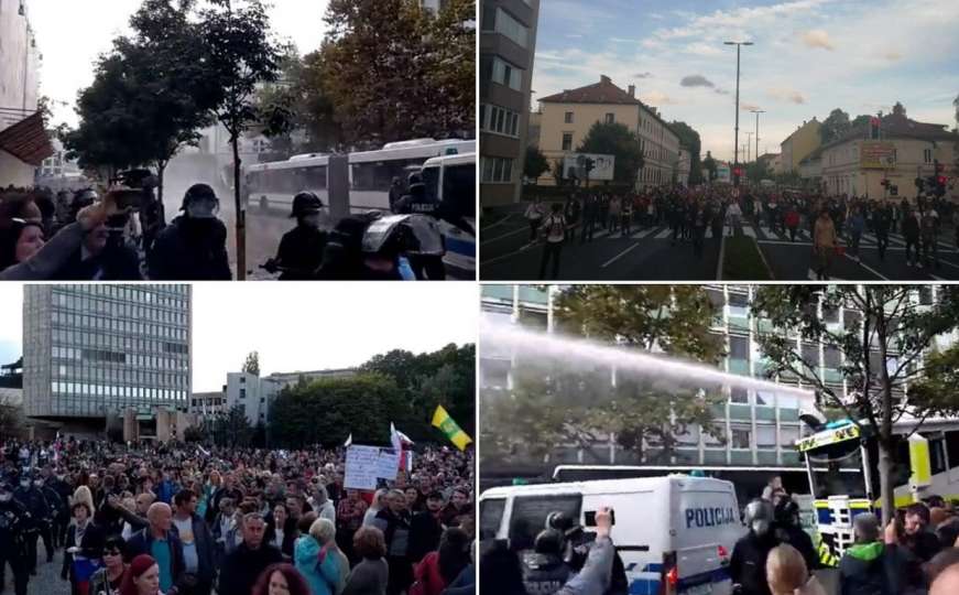Haos na ulicama Ljubljane: Policija koristila vodeni top i suzavac