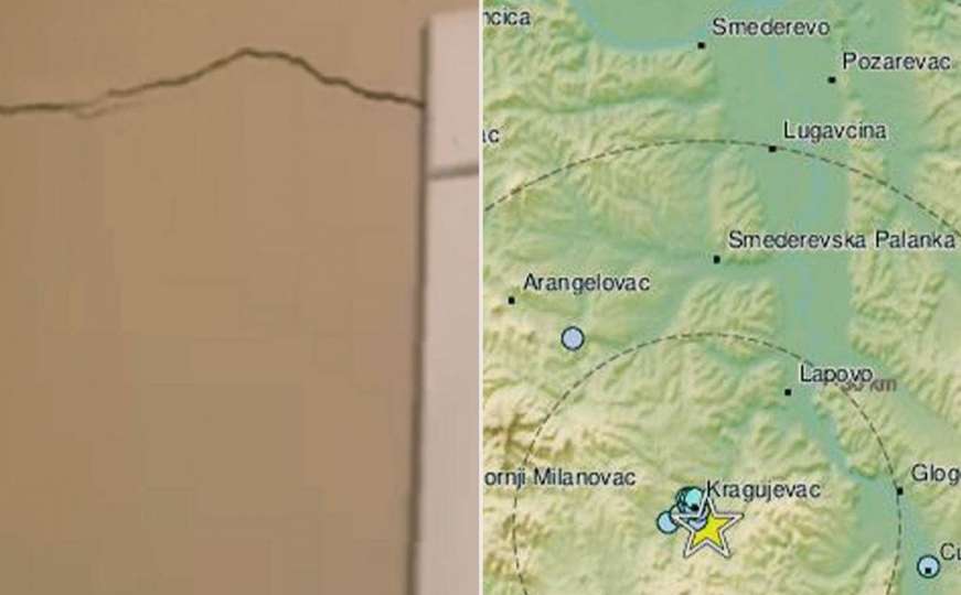 Prvi snimak potresa u Kragujevcu: Zemljotres napravio ogromnu pukotinu na zidu