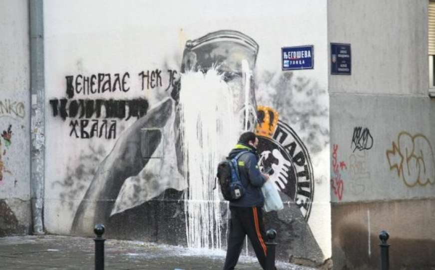 Uništen mural zločincu Ratku Mladiću