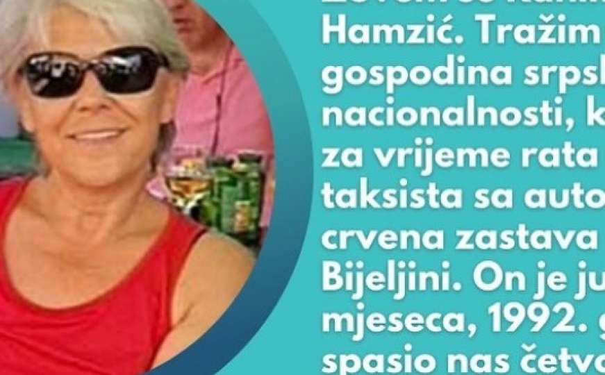 Oglas o kojem priča Balkan: Rahima traži taksistu koji je spasio Bošnjake iz Bijeljine