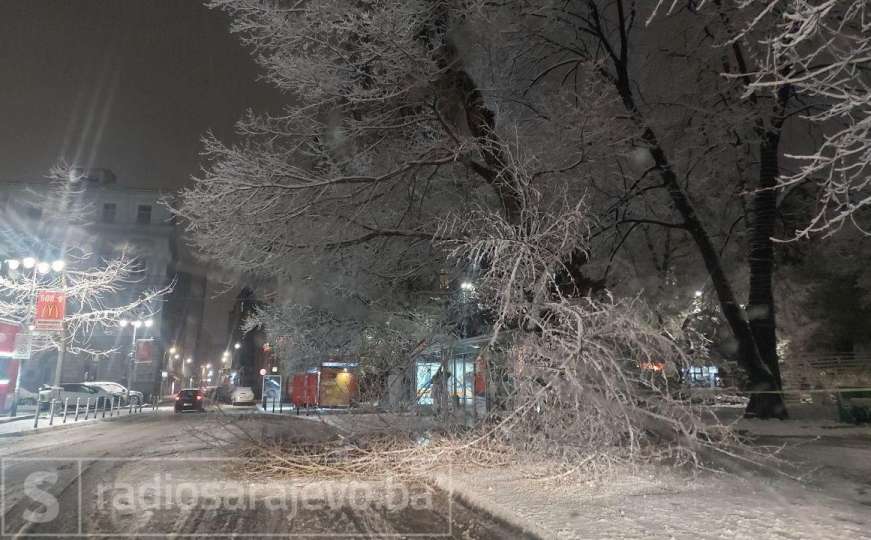 Vozači i pješaci, oprez: Snijeg srušio grane na sarajevske ceste