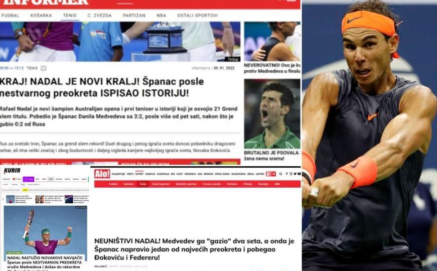 Srbijanski portali nisu dobro primili vijest iz Australije, priznali su da je Rafa kralj