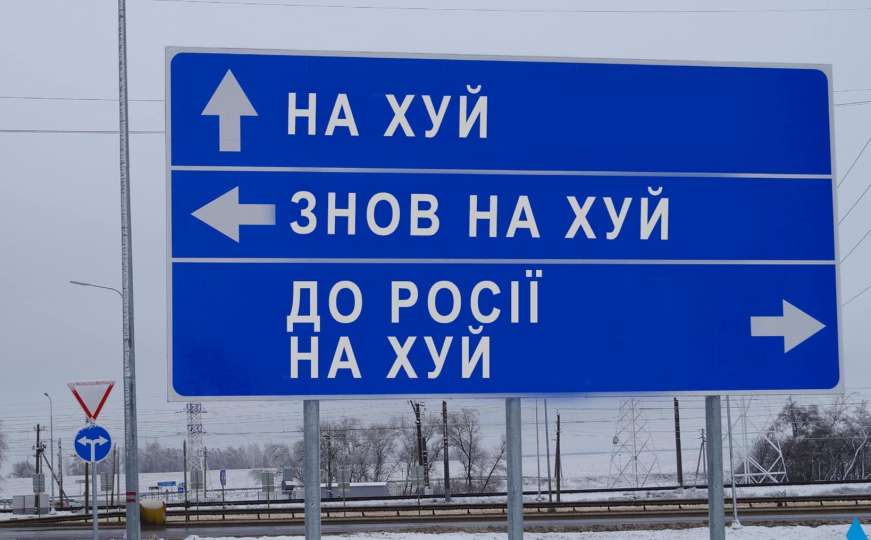 Ukrajinska firma koja održava ceste znakovima želi zbuniti Ruse: "O******* u Rusiju"